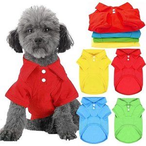 NEW - 4 Pieces Dog Polo Shirts Dog Puppy Clothes Breathable Sweatshirt
